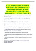 CODA BOARD EXAM QUESTIONS WITH CORRECT ANSWERS&vert;&vert;100&percnt; GUARANTEED PASS&vert;&vert;UPDATED 2025&sol;2026 SYLLABUS&vert;&vert;ALREADY GRADED A&plus;&vert;&vert;<<LATEST VERSION>>