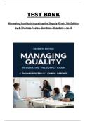 Managing Quality&colon; Integrating the Supply Chain &lpar;7th Edition&rpar; by S&period; Thomas Foster & Gardner &ndash; Chapters 1&ndash;15 Complete Test Bank