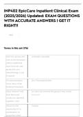 INP402 EpicCare Inpatient Clinical Exam 2025-2026 &ndash; Updated Exam Questions with 100&percnt; Accurate Answers&comma; Step-by-Step Solutions&comma; and Verified Strategies for Clinical Success