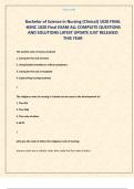Bachelor of Science in Nursing &lpar;Clinical&rpar; 1020 FINAL -BSNC 1020 Final EXAM ALL COMPLETE QUESTIONS AND SOLUTIONS LATEST UPDATE JUST RELEASED THIS YEAR