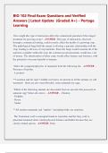BIO 102 Final Exam Questions and Verified  Answers &vert; Latest Update  &lpar;Graded A&plus;&rpar; - Portage  Learning