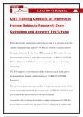CITI Training Conflicts of Interest in Human Subjects Research Exam Questions and Answers 100&percnt; Pass