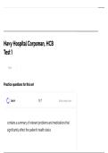 Navy Hospital Corpsman HCB Test 1 2026&sol;2027 &ndash; Complete Practice Questions with 100&percnt; Verified Correct Answers&comma; Detailed Explanations&comma; and Step-by-Step Solutions for Medical and Naval Readiness Success