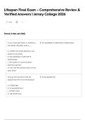 Lifespan Final Exam &ndash; Comprehensive Review & Verified Answers &vert; Jersey College 2026