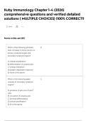 Kuby Immunology Chapter 1-4 &lpar;2026&rpar; comprehensive questions and verified detailed solutions &lpar; MULTIPLE CHOICES&rpar; &vert;100&percnt; CORRECT&excl;&excl;