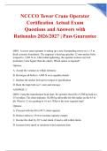NCCCO Tower Crane Operator Certification Actual Exam Questions and Answers with Rationales 2026&sol;2027 &vert; Pass Guarantee