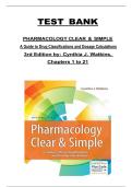 Pharmacology Clear & Simple 3rd Edition by Cynthia J&period; Watkins &ndash; Complete Test Bank Chapters 1&ndash;21