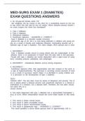 MED-SURG EXAM 1 &lpar;DIABETES&rpar; EXAM QUESTIONS ANSWERS
