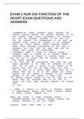 EXAM 1 NUR 232 FUNCTION OF THE HEART EXAM QUESTIONS AND ANSWERS