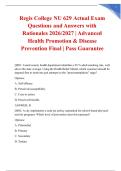 Regis College NU 629 Actual Exam Questions and Answers with Rationales 2026&sol;2027 &vert; Advanced Health Promotion & Disease Prevention Final &vert; Pass Guarantee