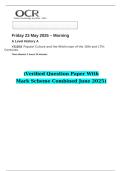 2025  A Level History A Y312&sol;01 Popular Culture and the Witchcraze of the 16th and 17th Centuries  &lpar;Verified Question Paper With  Mark Scheme Combined June 2025&rpar;