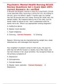 Psychiatric Mental Health Nursing NCLEX Review Questions Set 1 Exam Q&A 100- correct Answers- A&plus;