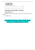 2025 A Level History A Y207&sol;01 The German Reformation and the rule of Charles V 1500&ndash;1559    &lpar;Verified Question Paper With Mark Scheme Combined June 2025&rpar;