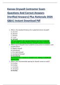 Kansas Drywall Contractor Exam  Questions And Correct Answers  &lpar;Verified Answers&rpar; Plus Rationale 2026  Q&A&vert; Instant Download Pdf 