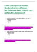 Kansas Framing Contractor Exam  Questions And Correct Answers  &lpar;Verified Answers&rpar; Plus Rationale 2026  Q&A&vert; Instant Download Pdf 