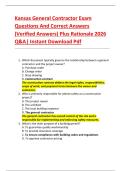 Kansas General Contractor Exam  Questions And Correct Answers  &lpar;Verified Answers&rpar; Plus Rationale 2026  Q&A&vert; Instant Download Pdf