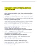 THEOLOGY MIDTERM TEST QUESTIONS AND ANSWERS 