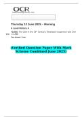 2025 A Level History A Y216&sol;01 The USA in the 19th Century&colon; Westward expansion and Civil War &Tab;&ndash;c&period;1890   &lpar;Verified Question Paper With Mark Scheme Combined June 2025&rpar;