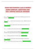 TEXAS WASTEWATER CLASS D EXAM COMPLETE  QUESTIONS WITH 100&percnt; VERIFIED ANSWERS &vert;&vert; 2026&period;2027 UPDATE &vert;&vert; 100&percnt;PASS