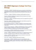 AC- HPAT Algonquin College Test Prep Biology Questions And Answers With Verified Study Solutions Rated A&plus;