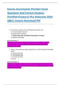 Kansas Journeyman Plumber Exam  Questions And Correct Answers  &lpar;Verified Answers&rpar; Plus Rationale 2026  Q&A&vert; Instant Download Pdf  