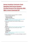 Kansas Insulation Contractor Exam  Questions And Correct Answers  &lpar;Verified Answers&rpar; Plus Rationale 2026  Q&A&vert; Instant Download Pdf  