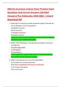 Alberta Insurance License Exam Practice Exam  Questions And Correct Answers &lpar;Verified  Answers&rpar; Plus Rationales 2026 Q&A &vert; Instant  Download Pdf 