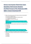 Kansas Journeyman Electrician Exam  Questions And Correct Answers  &lpar;Verified Answers&rpar; Plus Rationale 2026  Q&A&vert; Instant Download Pdf 