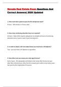 Nevada Real Estate Exam Questions And Correct Answers&vert; 2026 Updated