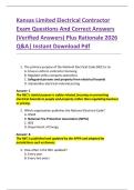 Kansas Limited Electrical Contractor   Exam Questions And Correct Answers  &lpar;Verified Answers&rpar; Plus Rationale 2026  Q&A&vert; Instant Download Pdf 