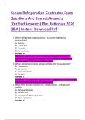 Kansas Refrigeration Contractor Exam  Questions And Correct Answers  &lpar;Verified Answers&rpar; Plus Rationale 2026  Q&A&vert; Instant Download Pdf  