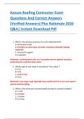 Kansas Roofing Contractor Exam  Questions And Correct Answers  &lpar;Verified Answers&rpar; Plus Rationale 2026  Q&A&vert; Instant Download Pdf 