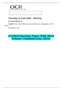 2025 A Level History A Y213&sol;01 The French Revolution and the rule of Napoleon 1774&ndash;1815 &lpar;Verified Question Paper With Mark Scheme Combined June 2025&rpar;