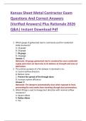 Kansas Sheet Metal Contractor Exam  Questions And Correct Answers  &lpar;Verified Answers&rpar; Plus Rationale 2026  Q&A&vert; Instant Download Pdf  