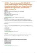 WGU D194 &ndash; IT Leadership Foundations 2025&ndash;2026 &vert; 160&plus; OA Practice Questions with Verified Answers & Detailed Explanations &vert; Technology Leadership&comma; IT Governance&comma; Strategic Planning&comma; Risk Management&comma; Ethical Decision-Making&comma; Change Management & Objective A