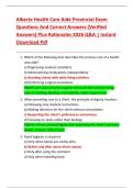 Alberta Health Care Aide Provincial Exam  Questions And Correct Answers &lpar;Verified  Answers&rpar; Plus Rationales 2026 Q&A &vert; Instant  Download Pdf 
