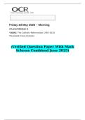 2025 A Level History A Y308&sol;01 The Catholic Reformation 1492&ndash;1610    &lpar;Verified Question Paper With Mark Scheme Combined June 2025&rpar;