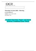 2025 A Level History A Y214&sol;01 France 1814&ndash;1870    &lpar;Verified Question Paper and Mark Scheme Combined June 2025&rpar;