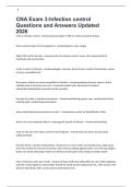 CNA Exam 3&colon;Infection control Questions and Answers Updated 2026