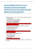 Kansas Welding Contractor Exam  Questions And Correct Answers  &lpar;Verified Answers&rpar; Plus Rationale 2026  Q&A&vert; Instant Download Pdf