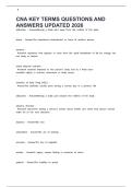 CNA KEY TERMS QUESTIONS AND ANSWERS UPDATED 2026