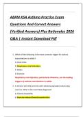 ABFM KSA Asthma Practice Exam  Questions And Correct Answers  &lpar;Verified Answers&rpar; Plus Rationales 2026  Q&A &vert; Instant Download Pdf 