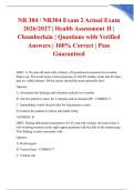 NR 304 &sol; NR304 Exam 2 Actual Exam 2026&sol;2027 &vert; Health Assessment II &vert; Chamberlain &vert; Questions with Verified Answers &vert; 100&percnt; Correct &vert; Pass Guaranteed