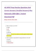 AC-HPAT Prep Practice Questions And  Correct Answers &lpar;Verified Answers&rpar; Plus  Rationales 2026 Q&A &vert; Instant  Download Pdf 