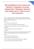 BSN 206 Hallmark Exam Actual Exam 2026&sol;2027 &vert; Foundations of Nursing Fundamentals &vert; Nightingale &vert; Questions with Verified Answers &vert; 100&percnt; Correct &vert; Pass Guaranteed