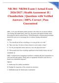 NR 304 &sol; NR304 Exam 1 Actual Exam 2026&sol;2027 &vert; Health Assessment II &vert; Chamberlain &vert; Questions with Verified Answers &vert; 100&percnt; Correct &vert; Pass Guaranteed