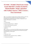 NU 664C &sol; NU664C Final Exam Actual Exam 2026&sol;2027 &vert; Family Psychiatric Mental Health I &vert; Regis &vert; Questions with Verified Answers &vert; 100&percnt; Correct &vert; Pass Guaranteed