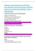 Michigan Industrial Hygienist Certification  Exam Questions And Correct Answers &lpar;Verified  Answers&rpar; Plus Rationales 2026 Q&A &vert; Instant  Download Pdf 