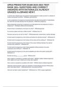 APEA PREDICTOR EXAM 2023-2024 TEST BANK 300&plus; QUESTIONS AND CORRECT ANSWERS WITH