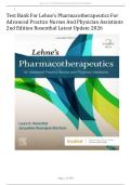 Test Bank Complete&lowbar; Lehne's Pharmacotherapeutics for Advanced Practice Nurses and Physician Assistants &lpar;2ND Edition&comma; 2026&rpar; By Rosenthal&vert; All Chapters 1&ndash;94 with Detailed Answers&vert; Grade A&plus;